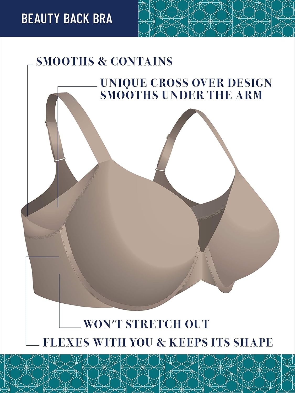 image:imageVanity Fair Womens Beauty Back Full Figure Underwire Extended Side and Back Smoother BraClear Waters