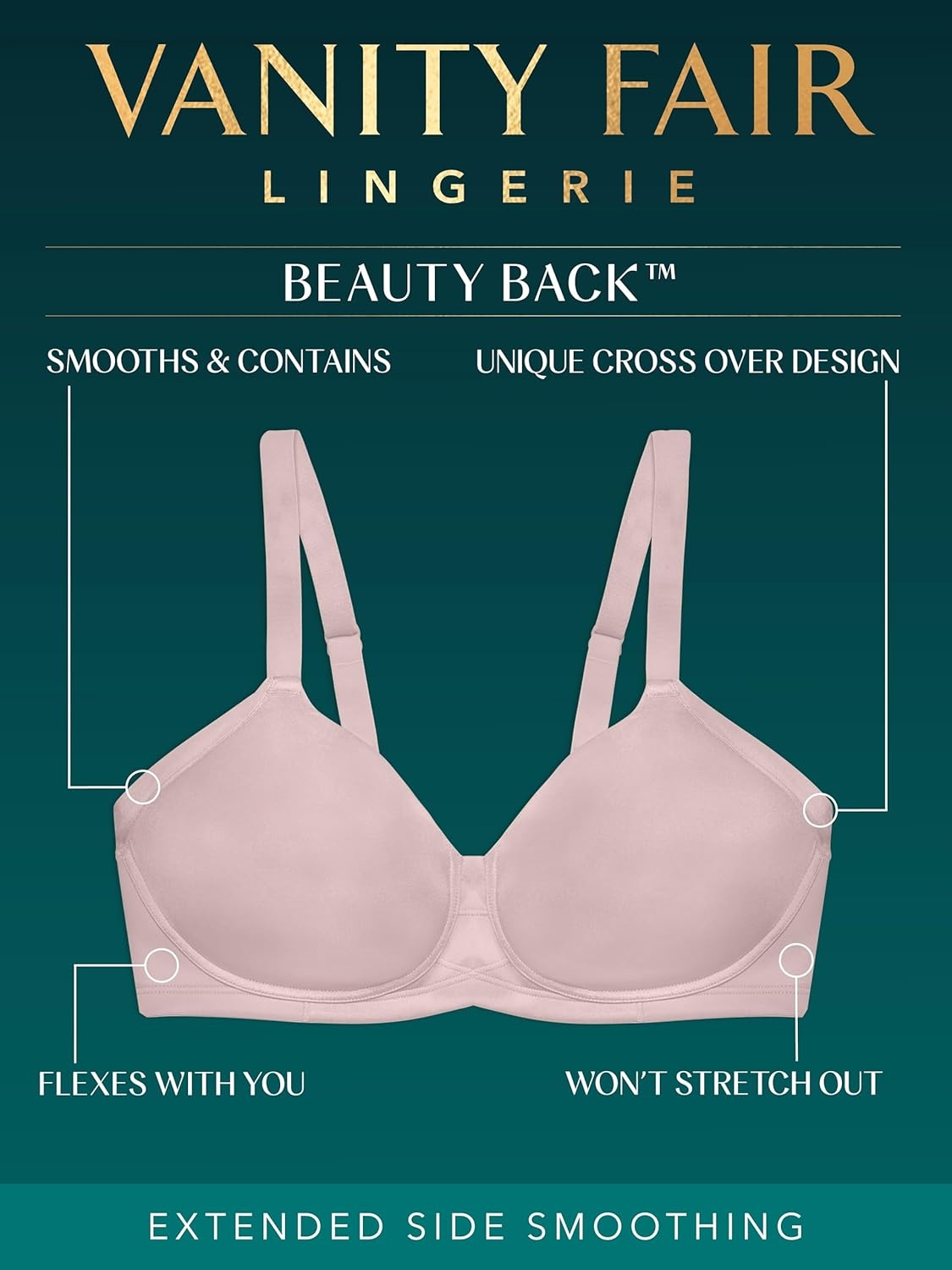 image:imageVanity Fair Womens Beauty Back Full Figure Underwire Extended Side and Back Smoother BraQuartz