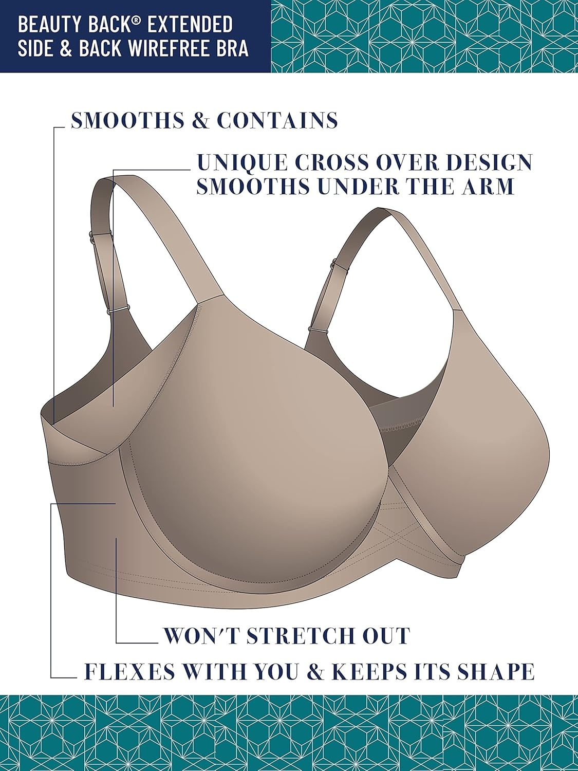 image:imageVanity Fair Womens Beauty Back Full Figure Underwire Extended Side and Back Smoother BraWhite