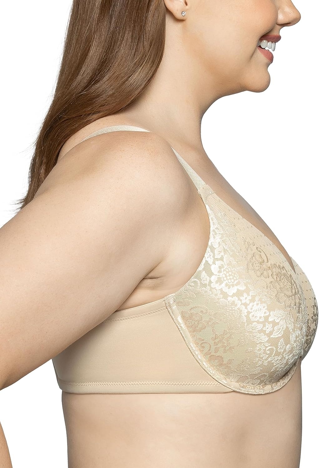 image:imageVanity Fair Womens Beauty Back Smoothing Minimizer Bra Minimizes Bust Line up to 15 Non Padded Cups up to HDamask Neutral Lace