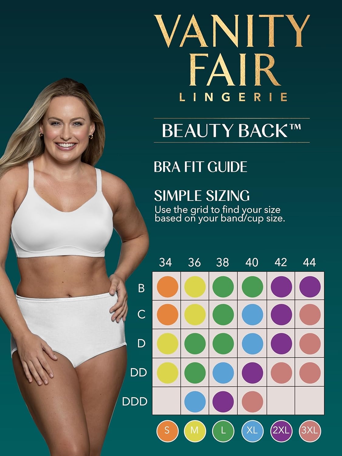 image:imageVanity Fair Womens Beauty Back Smoothing Simple Sizing Wireless Bra 4Way Stretch Fabric Sizes S3XLSoft Violet