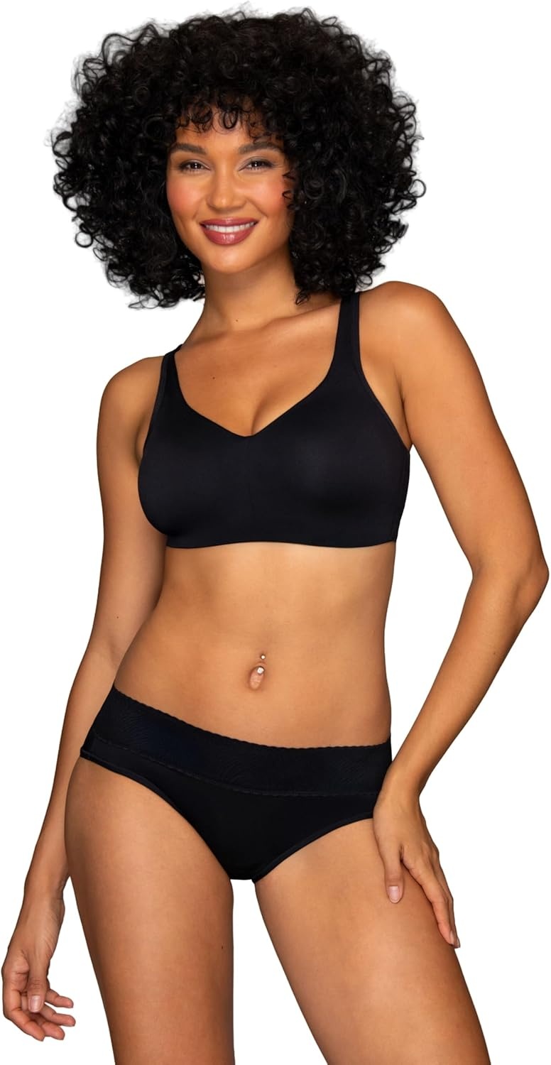 image:imageVanity Fair Womens Beauty Back Smoothing Wireless Bra Comfort and Support Simple Sizing Available S3xlMidnight Black