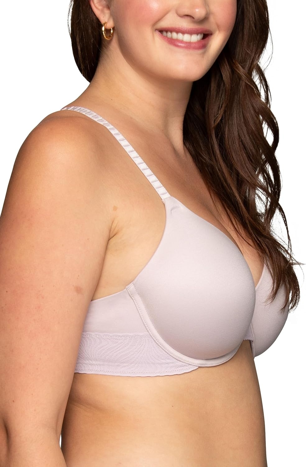 image:imageVanity Fair Womens Effortless Underwire Bra Buttery Soft Fabric amp Lightweight Memory Foam Cups up to DDCareless Lilac Lace