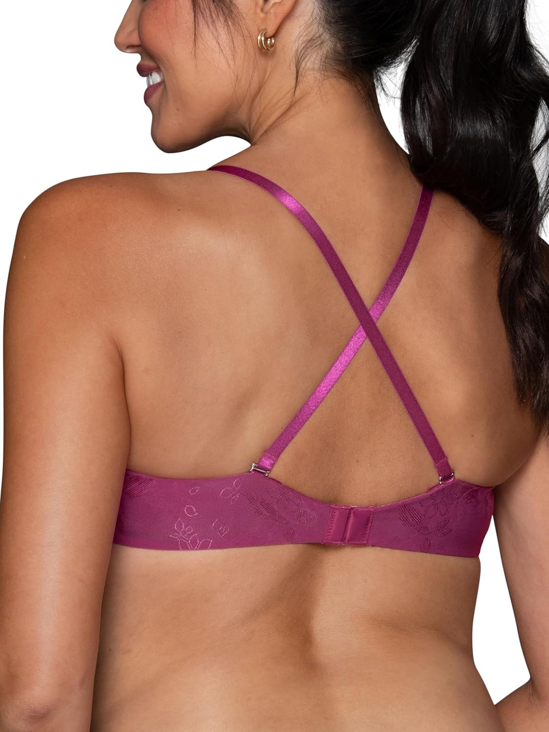 image:imageVanity Fair Womens Ego Boost Push Up Bra Adds Up to One Full Cup Size Underwire Push Up Bras for WomenWild Berry Jacquard