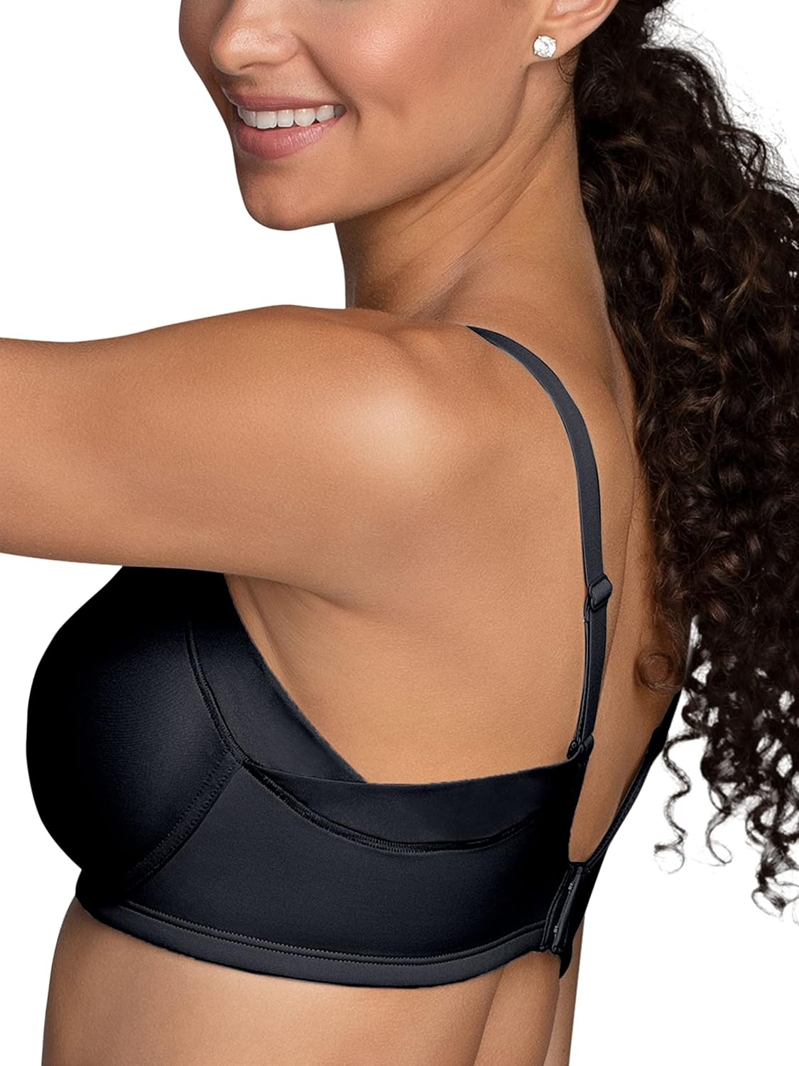 image:imageVanity Fair Womens Full Coverage Beauty Back Smoothing Bra 4Way Stretch Fabric Lightly Lined Cups up to DDFull Coverage Wirefree Midnight Black