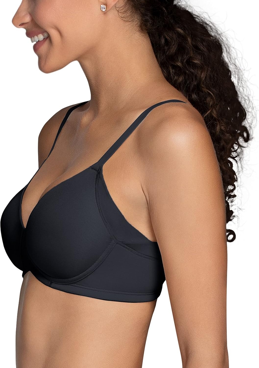 image:imageVanity Fair Womens Full Coverage Beauty Back Smoothing Bra 4Way Stretch Fabric Lightly Lined Cups up to DDFull Coverage Wirefree Midnight Black