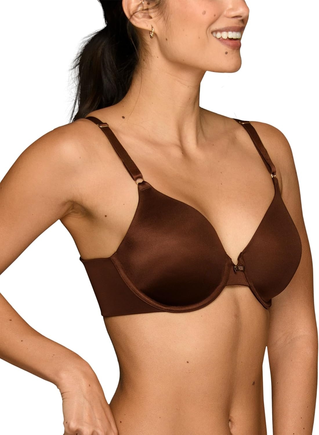 image:imageVanity Fair Womens Full Coverage Beauty Back Smoothing Bra 4Way Stretch Fabric Lightly Lined Cups up to DDUnderwire Cappuccino
