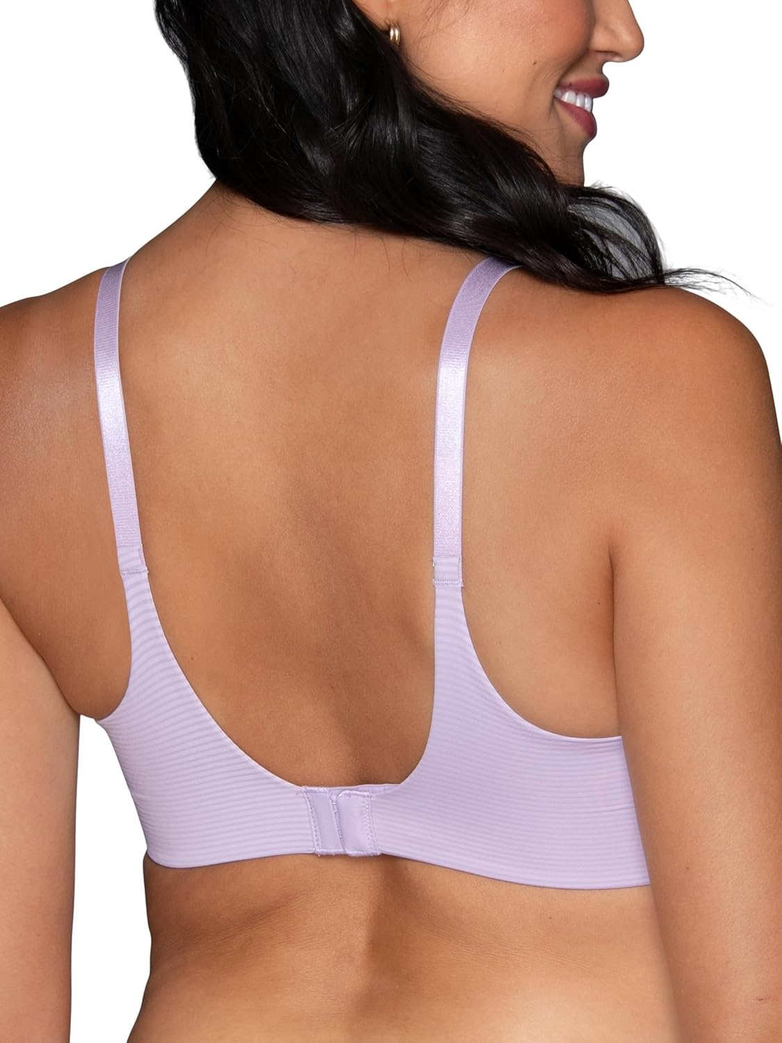 image:imageVanity Fair Womens Full Coverage Beauty Back Smoothing Bra 4Way Stretch Fabric Lightly Lined Cups up to DDUnderwire Gentle Lavender Stripe