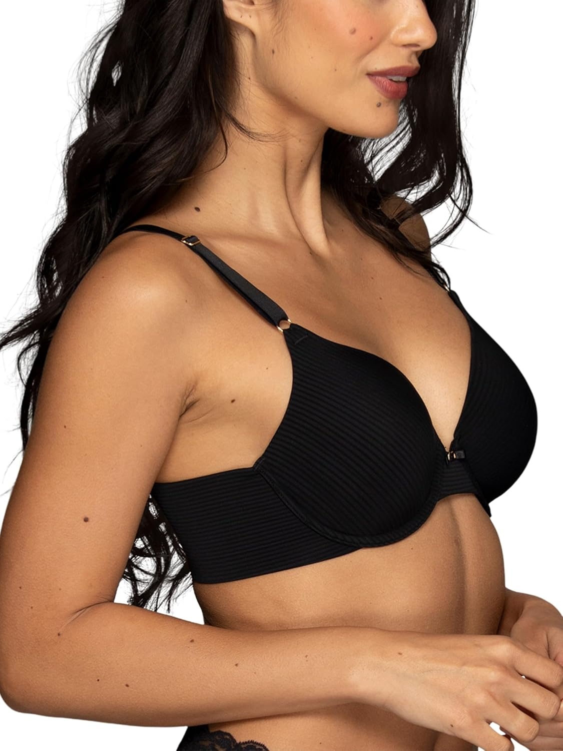 image:imageVanity Fair Womens Full Coverage Beauty Back Smoothing Bra 4Way Stretch Fabric Lightly Lined Cups up to DDUnderwire Midnight Black Stripe