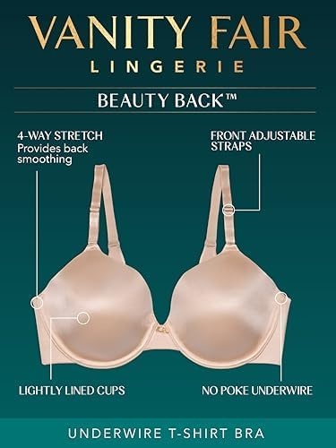image:imageVanity Fair Womens Full Coverage Beauty Back Smoothing Bra 4Way Stretch Fabric Lightly Lined Cups up to DDUnderwire White