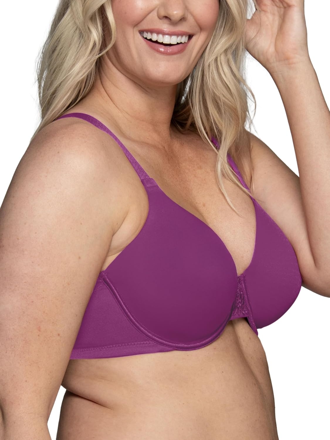 image:imageVanity Fair Womens Full Figure Beauty Back Smoothing Bra 4 Way Stretch Fabric Lightly Lined Cups up to HUnderwire Fabulous Fuchsia