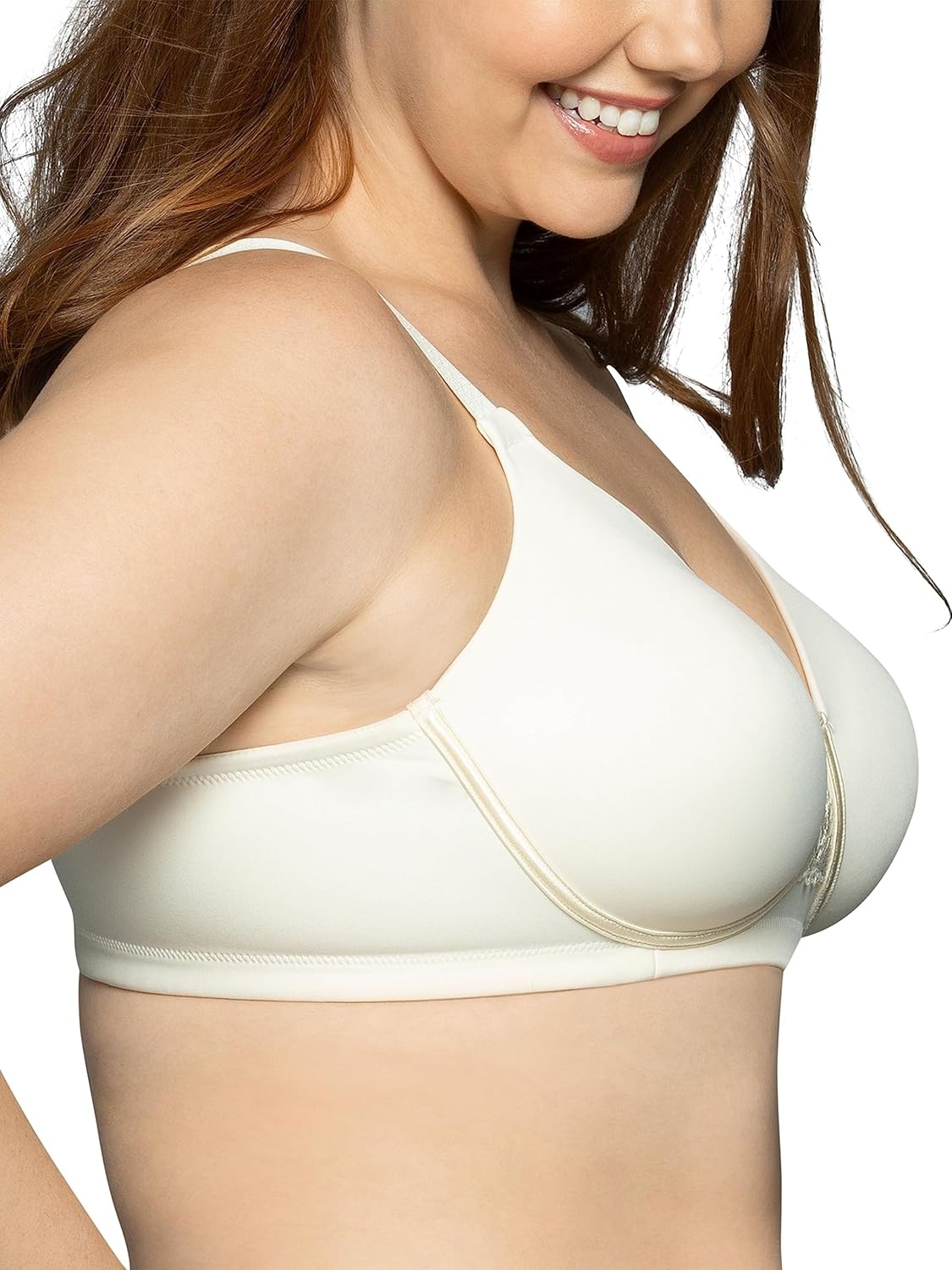 image:imageVanity Fair Womens Full Figure Beauty Back Smoothing Bra 4 Way Stretch Fabric Lightly Lined Cups up to HWirefree Ivory