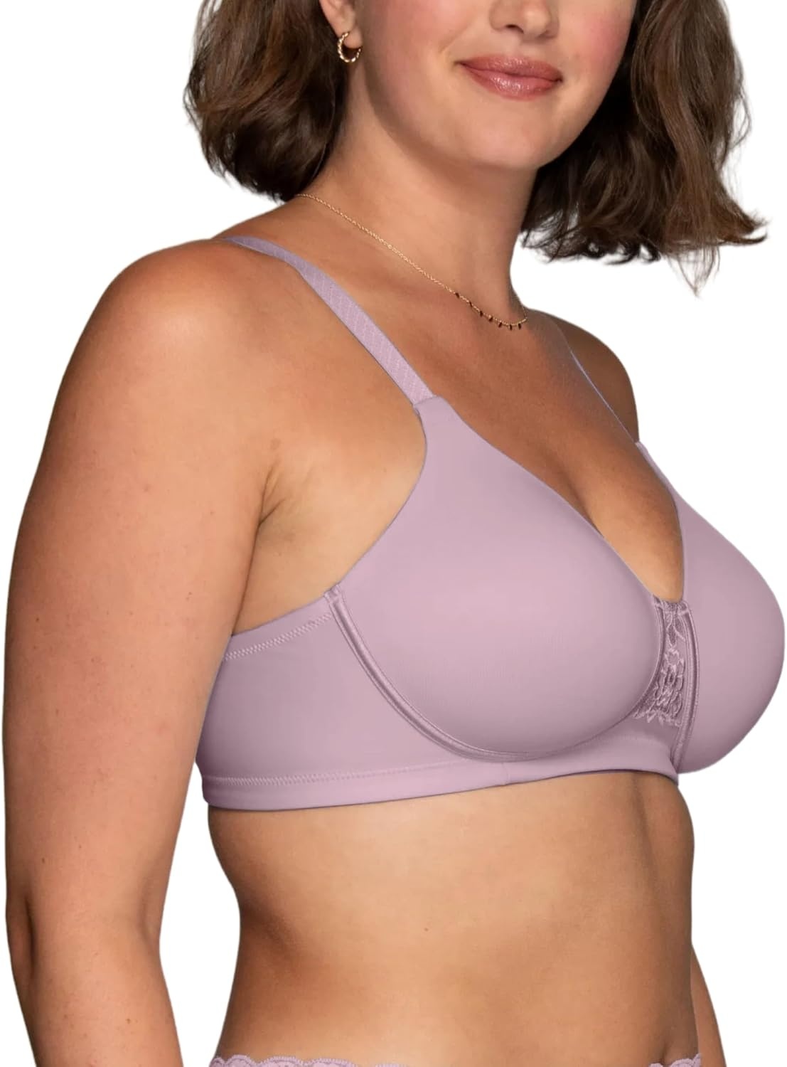 image:imageVanity Fair Womens Full Figure Beauty Back Smoothing Bra 4 Way Stretch Fabric Lightly Lined Cups up to HWirefree Poetic Purple