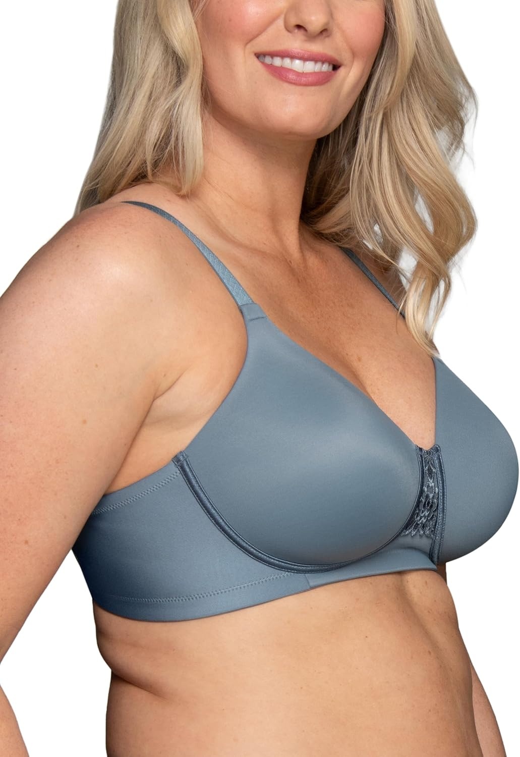 image:imageVanity Fair Womens Full Figure Beauty Back Smoothing Bra 4 Way Stretch Fabric Lightly Lined Cups up to HWirefree Steele Blue