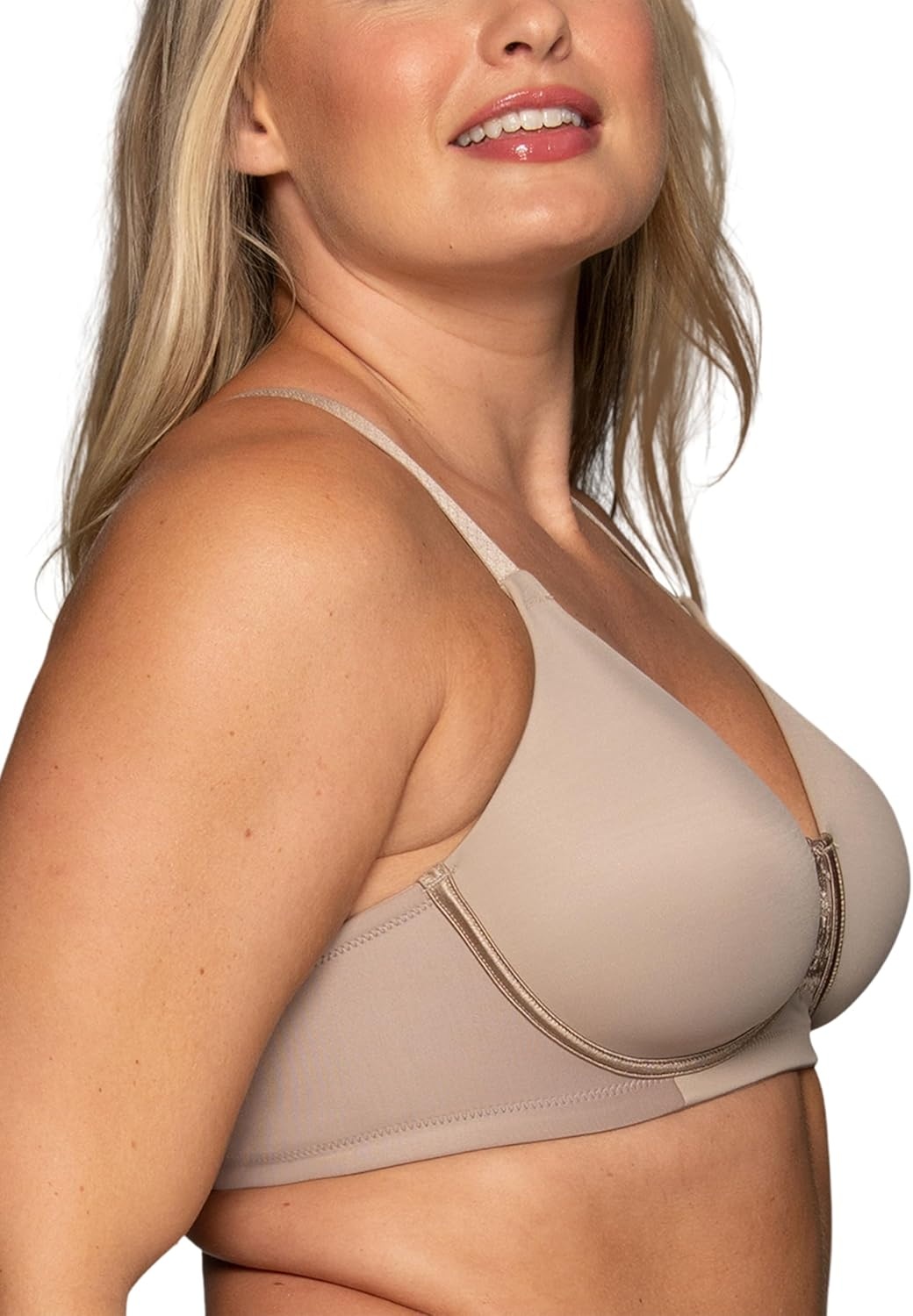 image:imageVanity Fair Womens Full Figure Beauty Back Smoothing Bra 4 Way Stretch Fabric Lightly Lined Cups up to HWirefree Toasted Coconut