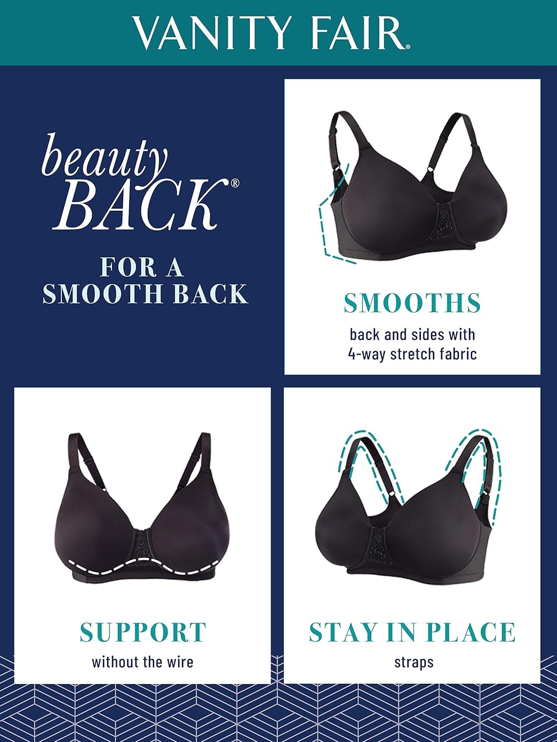 image:imageVanity Fair Womens Full Figure Beauty Back Smoothing Bra 4 Way Stretch Fabric Lightly Lined Cups up to HWirefree Walnut