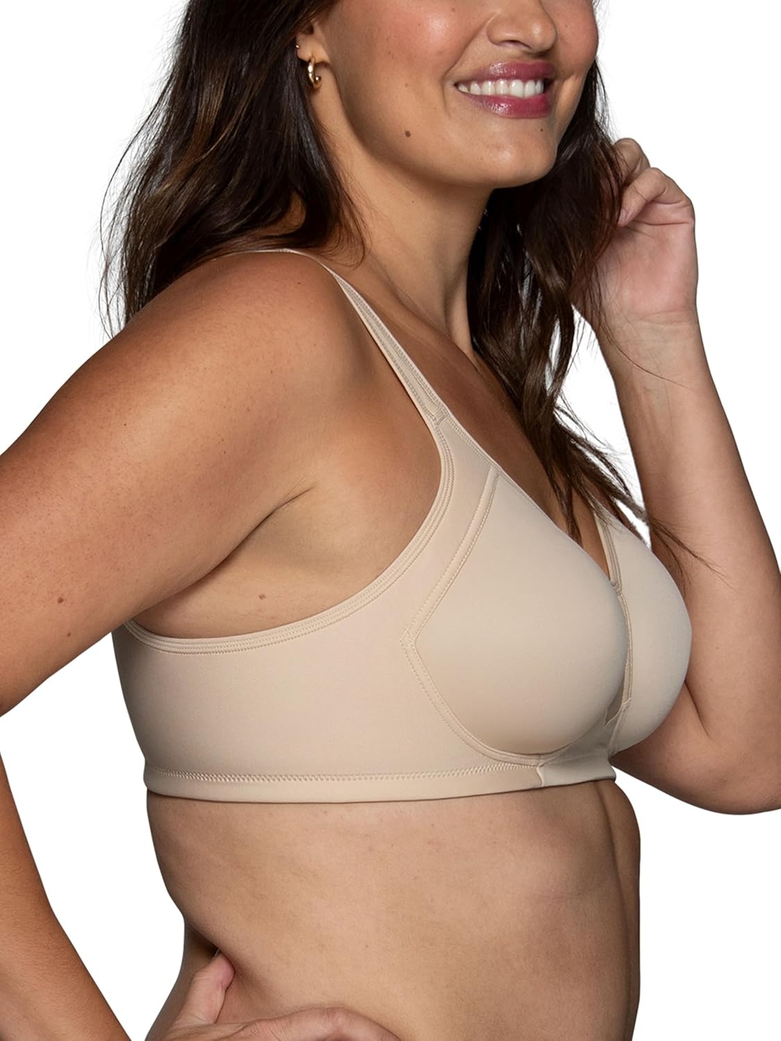 image:imageVanity Fair Womens Medium Impact Sports Bras for Women Breathable Moisture Wicking Padded Cups up to DDDWireless 3 Pack WhiteNeutralBlack