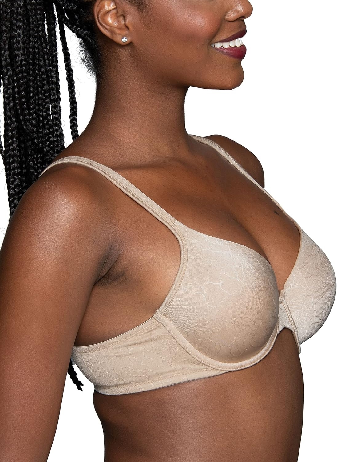 image:imageVanity Fair Womens Perfect TShirt Bra Body Shine Full Coverage Lightly Lined Cups up to DDUnderwire Beige Jacquard