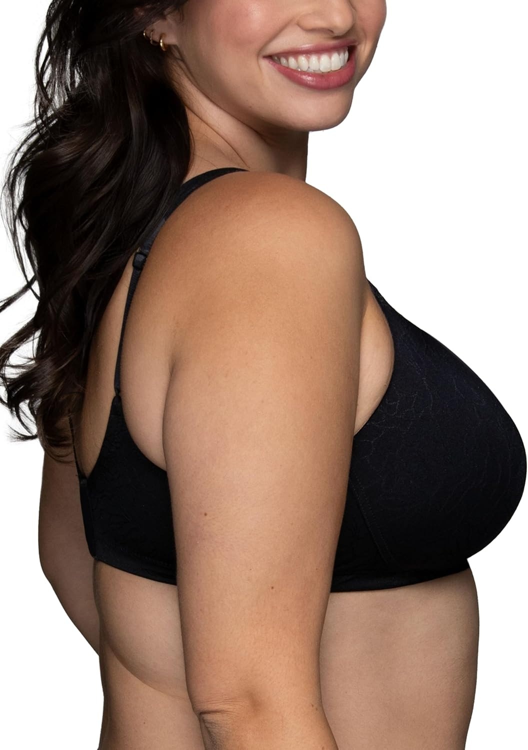 image:imageVanity Fair Womens Perfect TShirt Bra Body Shine Full Coverage Lightly Lined Cups up to DDWirefree Black Jacquard