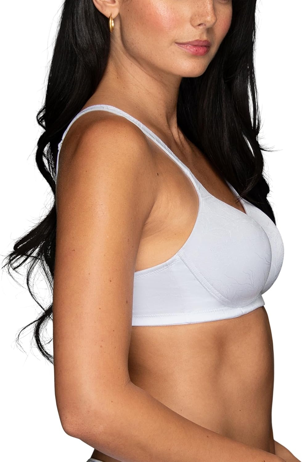 image:imageVanity Fair Womens Perfect TShirt Bra Body Shine Full Coverage Lightly Lined Cups up to DDWirefree White Jacquard
