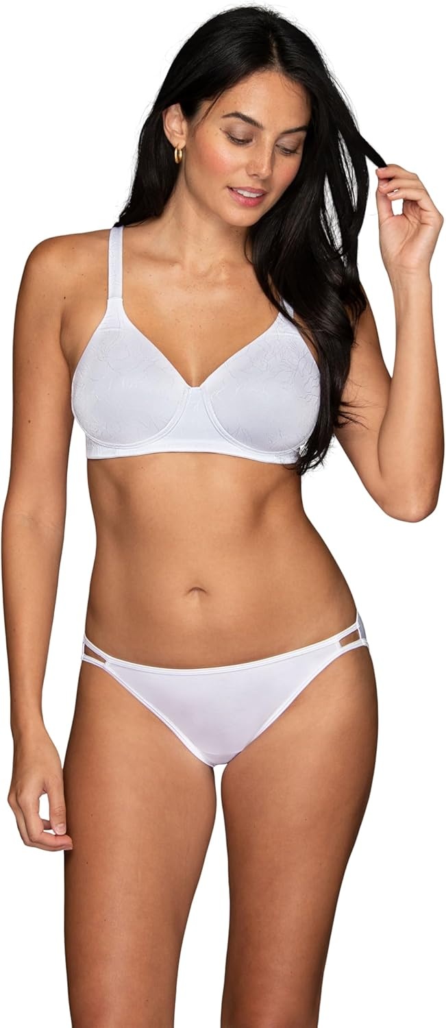 image:imageVanity Fair Womens Perfect TShirt Bra Body Shine Full Coverage Lightly Lined Cups up to DDWirefree White Jacquard