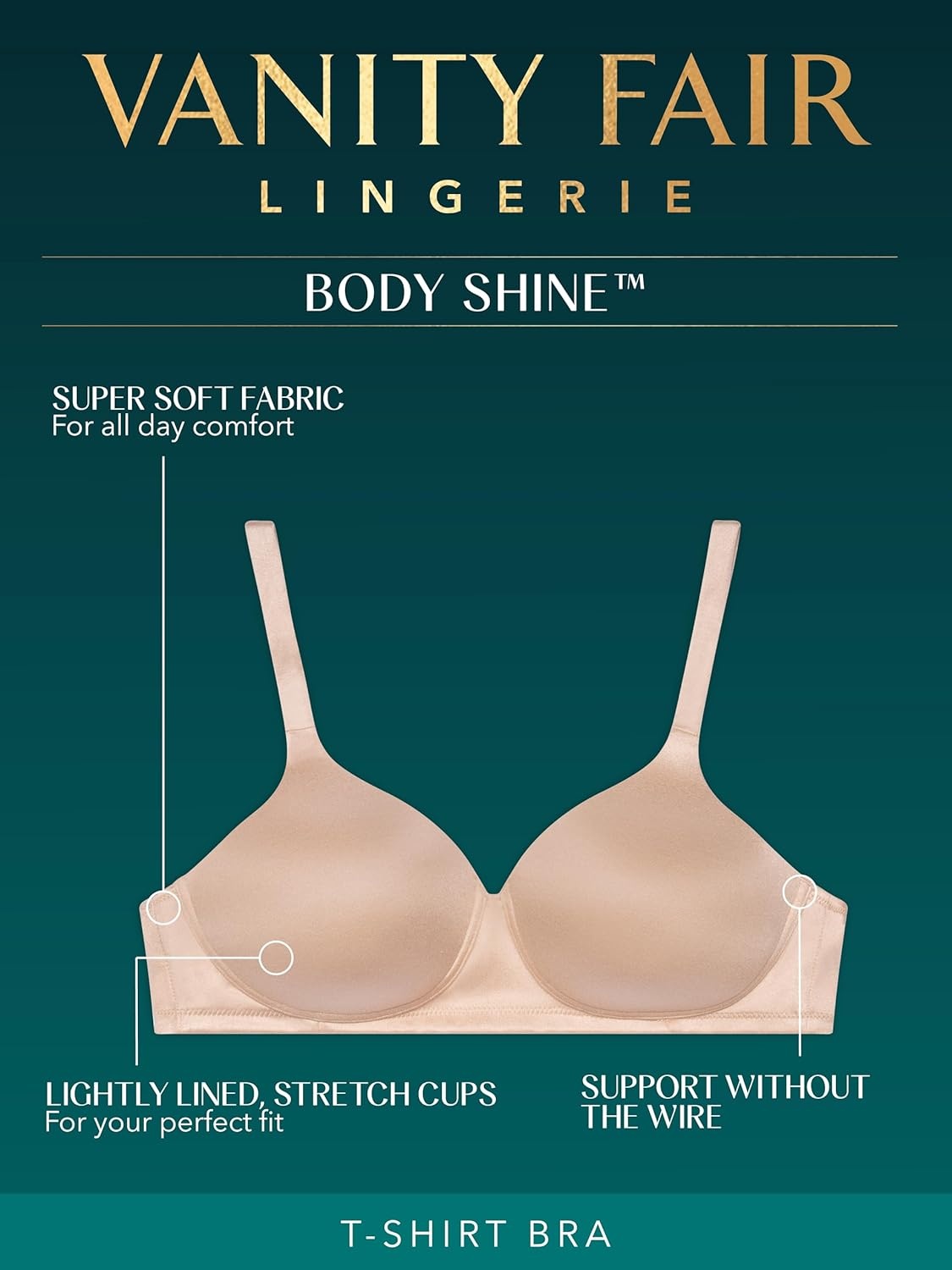 image:imageVanity Fair Womens Perfect TShirt Bra Body Shine Full Coverage Lightly Lined Cups up to DDWirefree White Jacquard