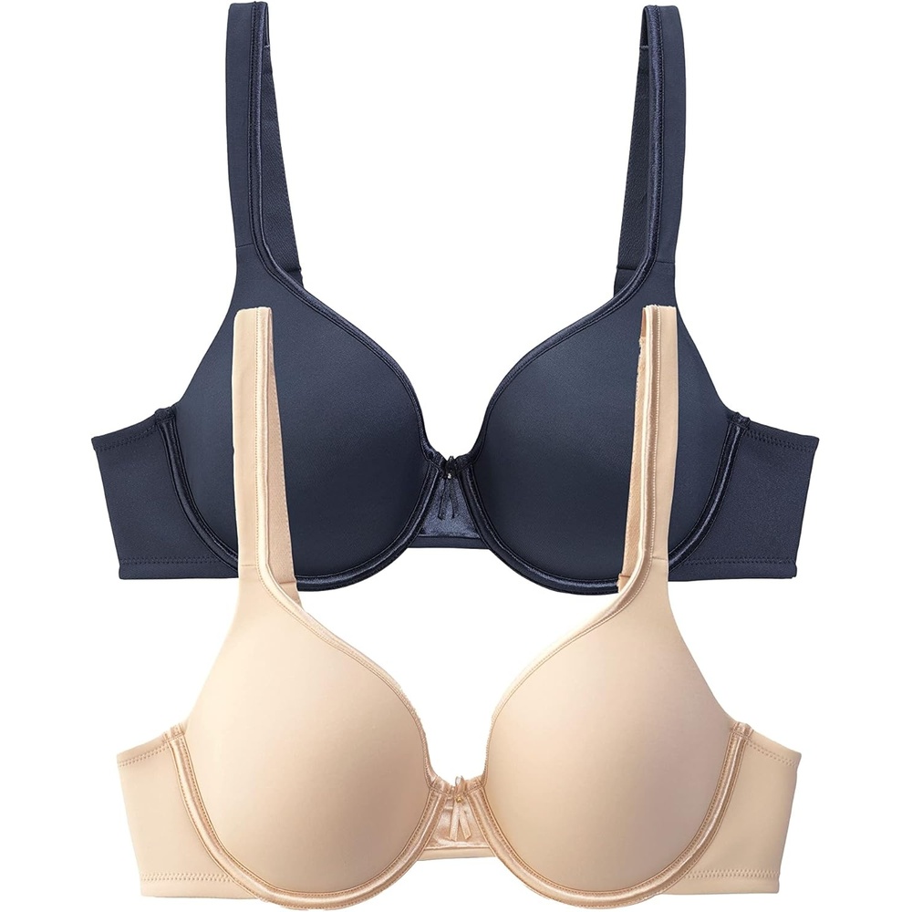 image:imageVanity Fair Womens Bra with 2Way Convertible Straps Body Caress Full Coverage Lightly Lined Cups Up to DdUnderwire 2 Pack BeigeBlack