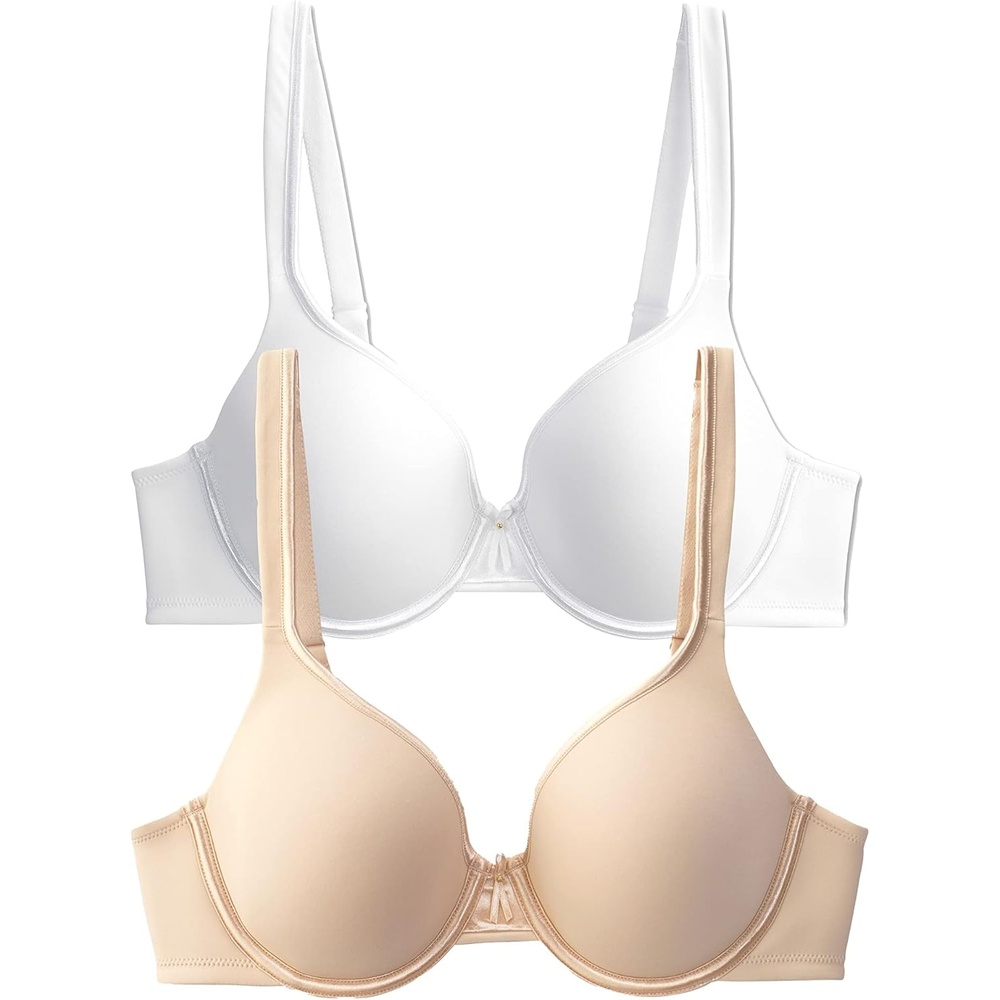 image:imageVanity Fair Womens Bra with 2Way Convertible Straps Body Caress Full Coverage Lightly Lined Cups Up to DdUnderwire 2 Pack BeigeWhite