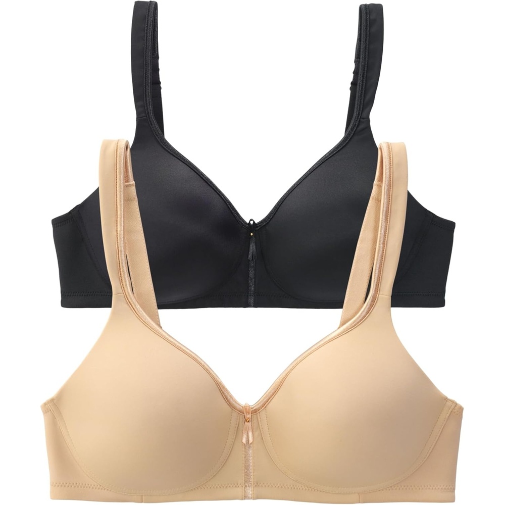 image:imageVanity Fair Womens Bra with 2Way Convertible Straps Body Caress Full Coverage Lightly Lined Cups Up to DdWirefree 2 Pack BlackBeige