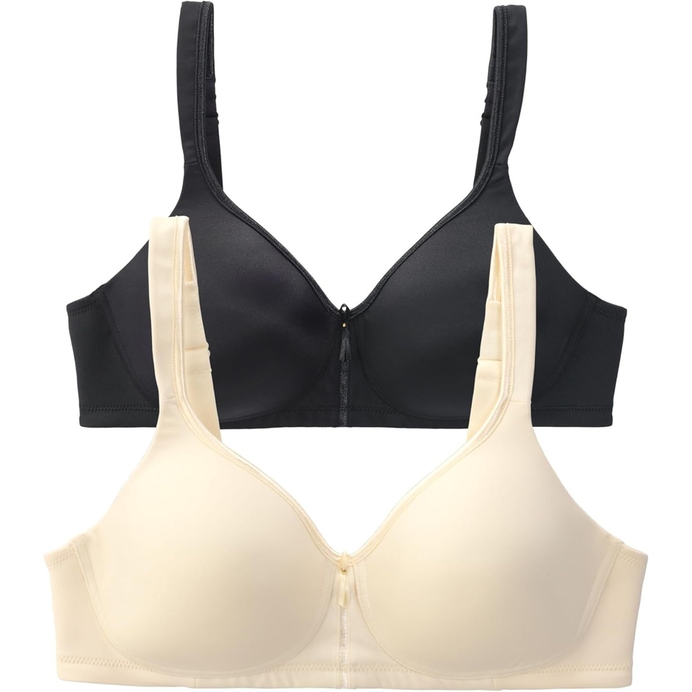 image:imageVanity Fair Womens Bra with 2Way Convertible Straps Body Caress Full Coverage Lightly Lined Cups Up to DdWirefree 2 Pack BlackIvory
