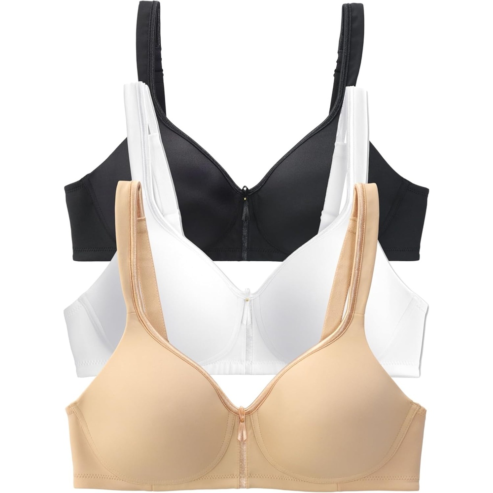 image:imageVanity Fair Womens Bra with 2Way Convertible Straps Body Caress Full Coverage Lightly Lined Cups Up to DdWirefree 3 Pack BeigeBlackWhite
