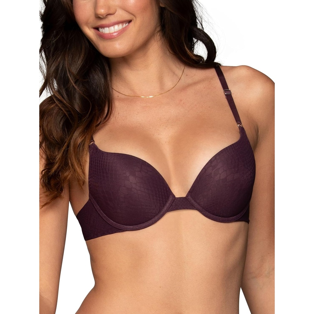 image:imageVanity Fair Womens Ego Boost Push Up Bra Adds Up to One Full Cup Size Underwire Push Up Bras for WomenMidnight Plum Pattern