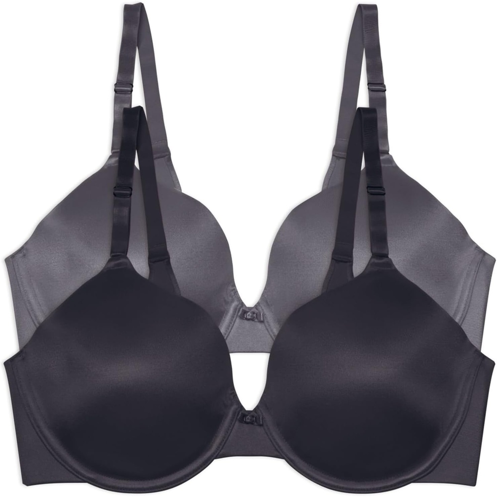 image:imageVanity Fair Womens Full Coverage Beauty Back Smoothing Bra 4Way Stretch Fabric Lightly Lined Cups up to DDUnderwire 2 Pack BlackSteele