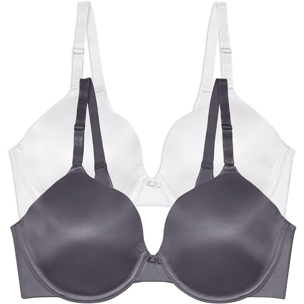 image:imageVanity Fair Womens Full Coverage Beauty Back Smoothing Bra 4Way Stretch Fabric Lightly Lined Cups up to DDUnderwire 2 Pack WhiteSteele