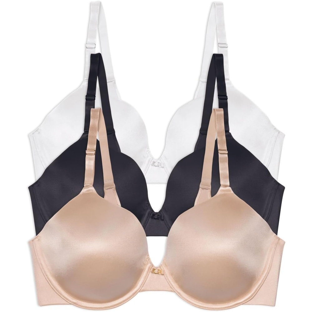 image:imageVanity Fair Womens Full Coverage Beauty Back Smoothing Bra 4Way Stretch Fabric Lightly Lined Cups up to DDUnderwire 3 Pack BeigeBlackWhite