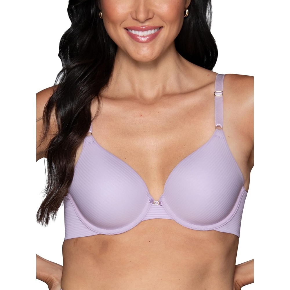 image:imageVanity Fair Womens Full Coverage Beauty Back Smoothing Bra 4Way Stretch Fabric Lightly Lined Cups up to DDUnderwire Gentle Lavender Stripe