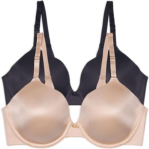 image:imageVanity Fair Womens Full Coverage Beauty Back Smoothing Bra 4Way Stretch Fabric Lightly Lined Cups up to DDUnderwire  2 Pack  BeigeBlack