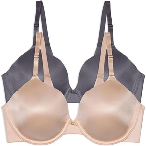 image:imageVanity Fair Womens Full Coverage Beauty Back Smoothing Bra 4Way Stretch Fabric Lightly Lined Cups up to DDUnderwire  2 Pack  BeigeSteele