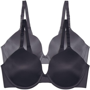 image:imageVanity Fair Womens Full Coverage Beauty Back Smoothing Bra 4Way Stretch Fabric Lightly Lined Cups up to DDUnderwire  2 Pack  BlackSteele