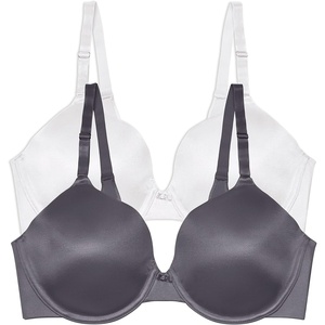 image:imageVanity Fair Womens Full Coverage Beauty Back Smoothing Bra 4Way Stretch Fabric Lightly Lined Cups up to DDUnderwire  2 Pack  WhiteSteele