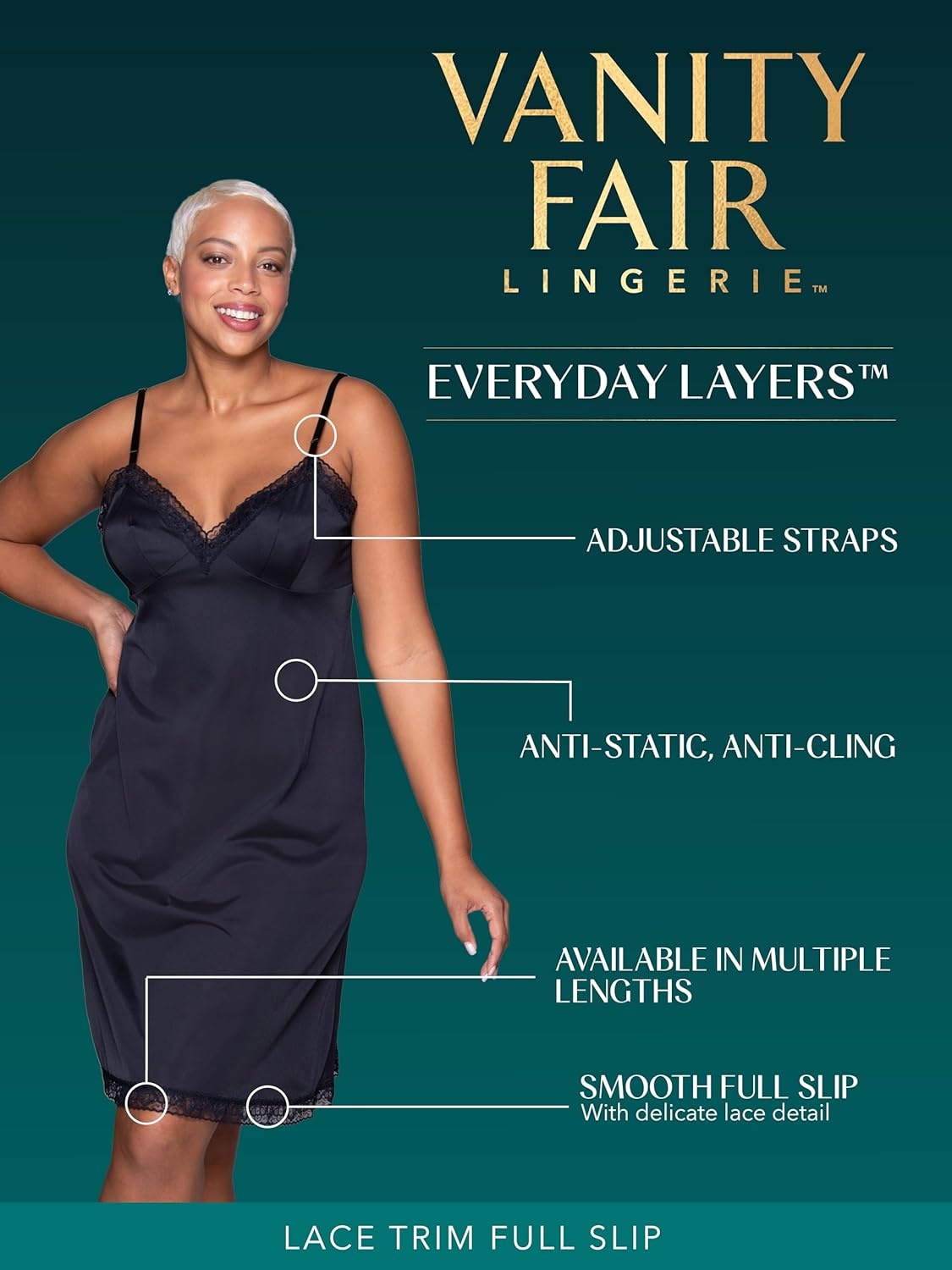image:imageVanity Fair Womens AntiStatic Nylon Full Slips for Under Dresses S5XLLace 22 Neutral