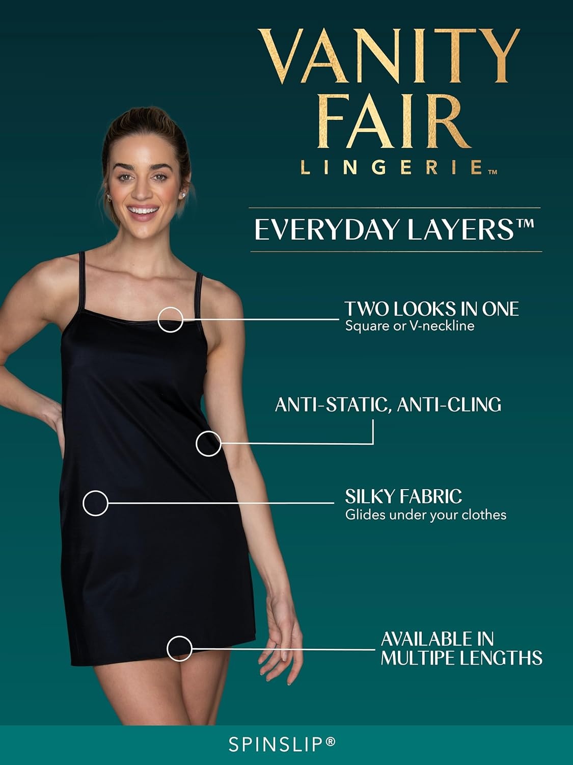 image:imageVanity Fair Womens AntiStatic Nylon Full Slips for Under Dresses S5XLReversible 32 Black