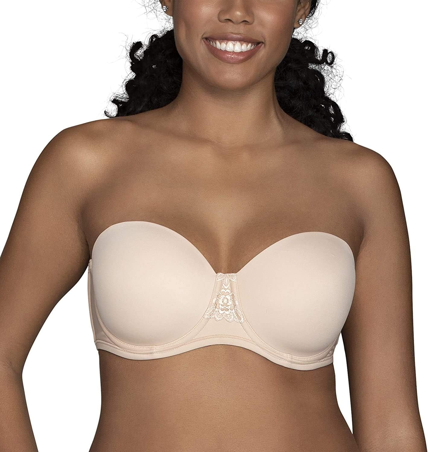 image:imageVanity Fair Womens Beauty Back Smoothing Strapless Bra 4Way Stretch Fabric Lightly Lined Cups up to HRose Beige