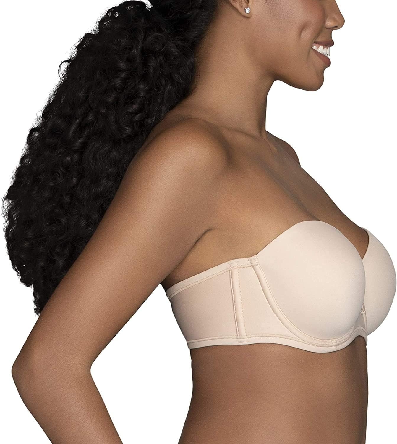image:imageVanity Fair Womens Beauty Back Smoothing Strapless Bra 4Way Stretch Fabric Lightly Lined Cups up to HRose Beige
