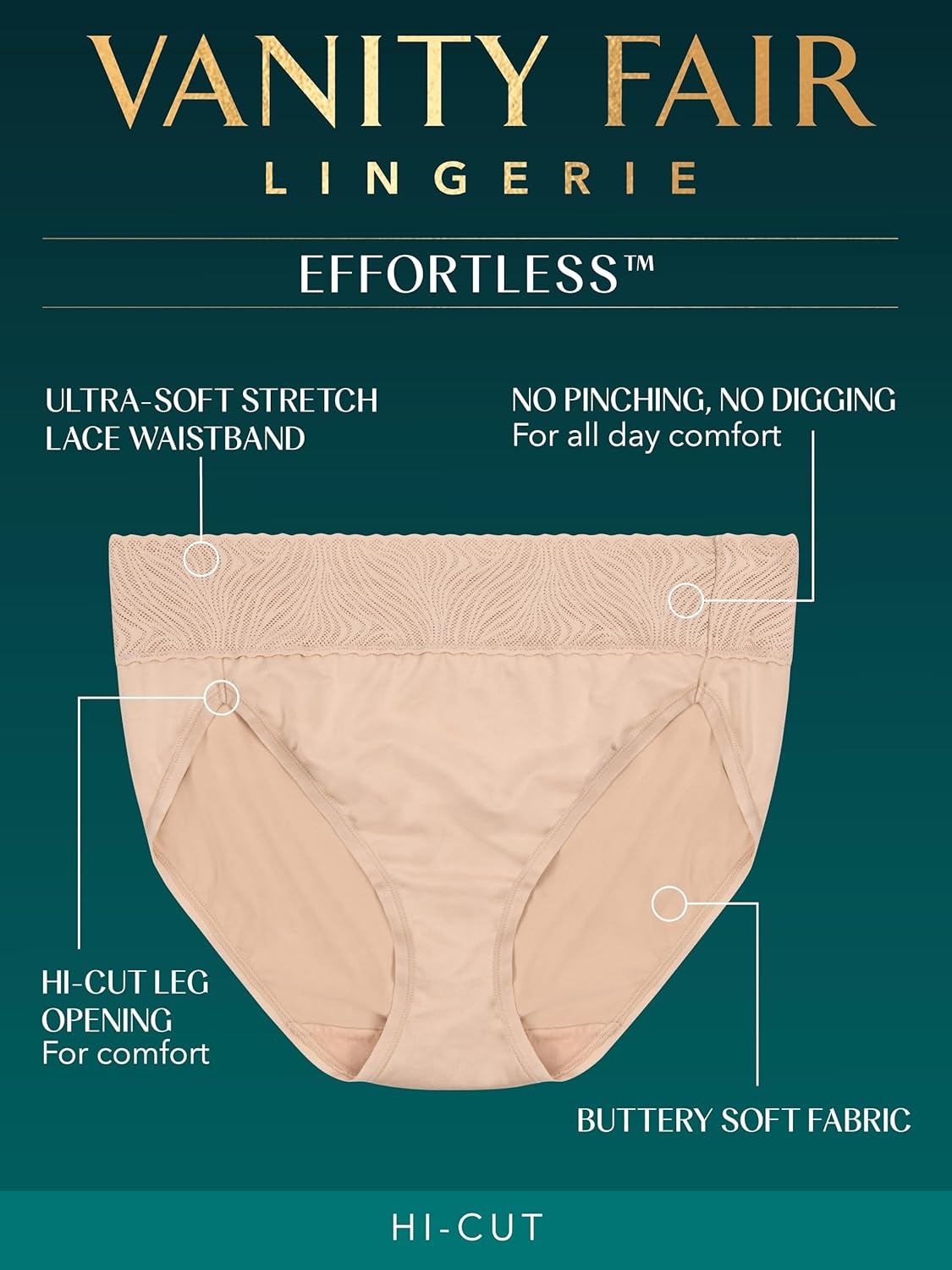 image:imageVanity Fair Womens Effortless Panties for Everyday Wear Buttery Soft Fabric amp LaceBrief Charmed Violet