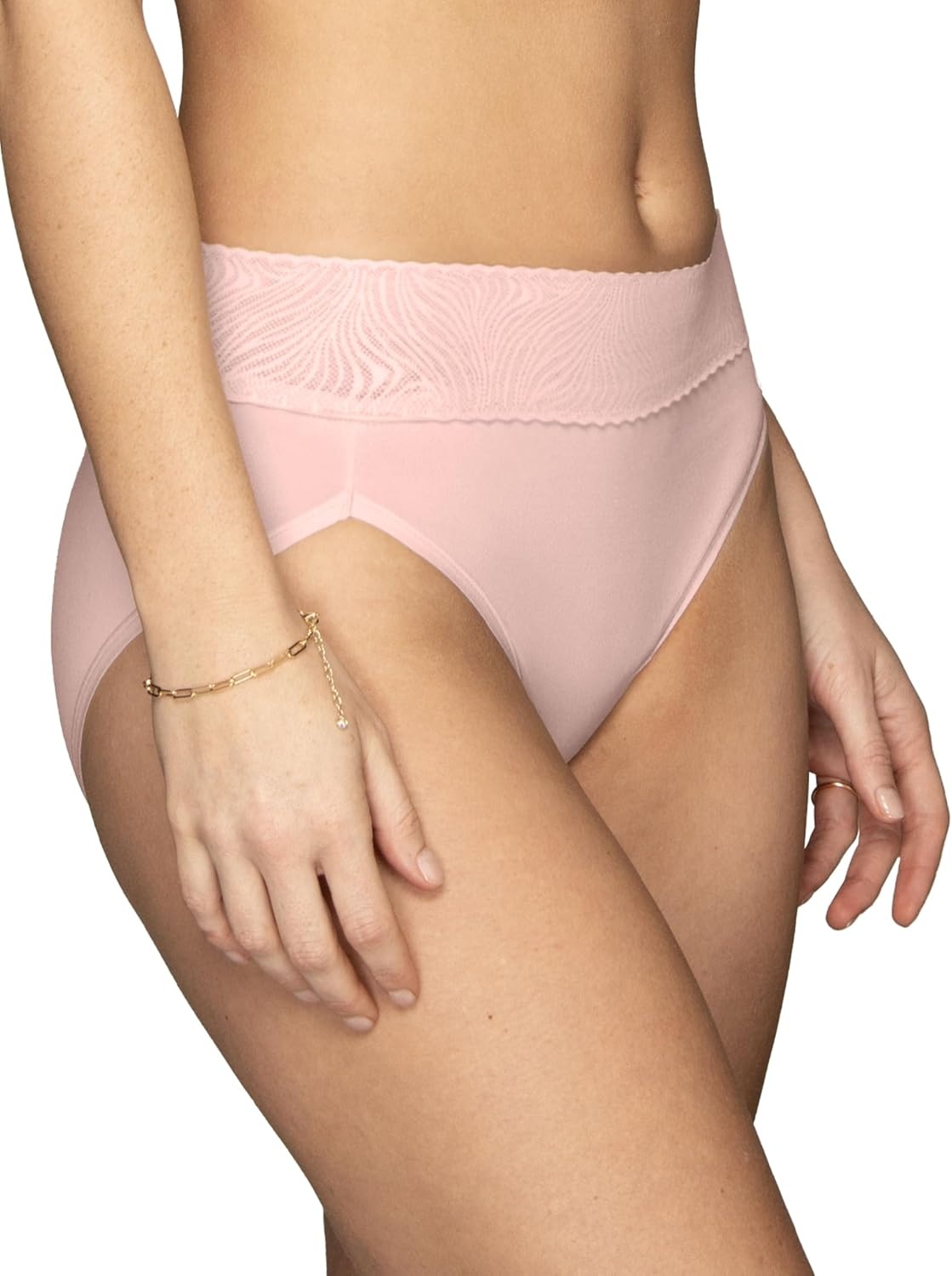 image:imageVanity Fair Womens Effortless Panties for Everyday Wear Buttery Soft Fabric amp LaceHi Cut Bare Pink