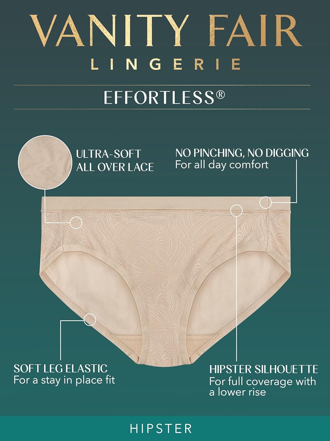 image:imageVanity Fair Womens Effortless Panties for Everyday Wear Buttery Soft Fabric amp LaceHipster Nice Cube Print