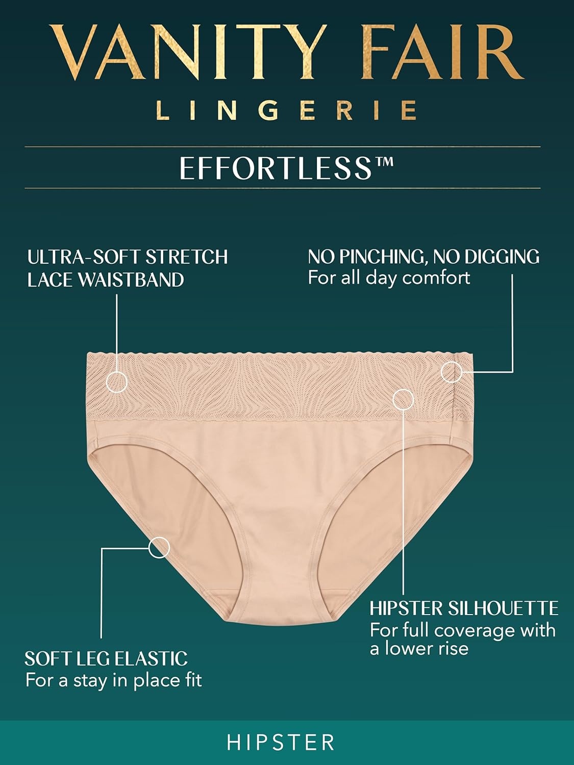 image:imageVanity Fair Womens Effortless Panties for Everyday Wear Buttery Soft Fabric amp LaceHipster White