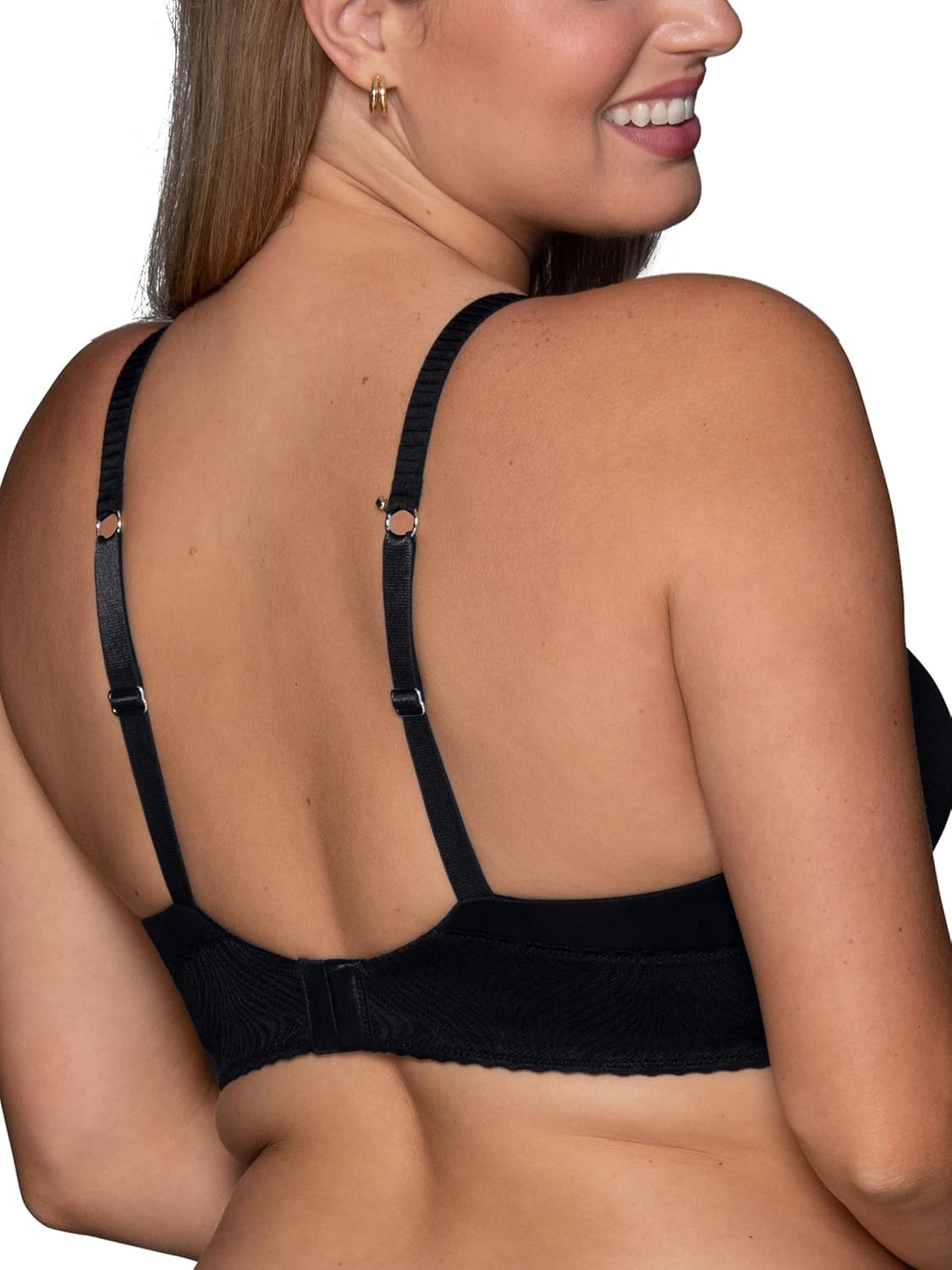 image:imageVanity Fair Womens Effortless Wireless Bra Buttery Soft Fabric amp Lightweight Memory Foam Cups up to DDBlack Lace