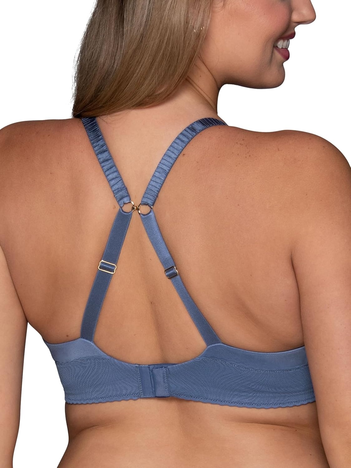 image:imageVanity Fair Womens Effortless Wireless Bra Buttery Soft Fabric amp Lightweight Memory Foam Cups up to DDBlue Harbor Lace